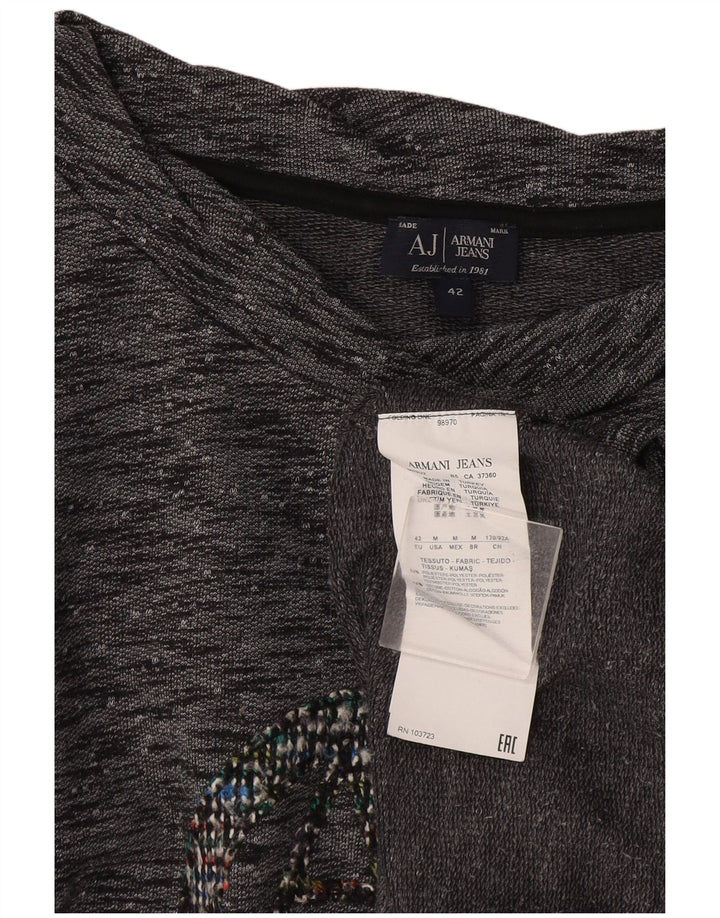 Armani Jeans Γυναικείο γραφικό τοπ μακρυμάνικο IT 42 με μεσαίο γκρι φλεκ