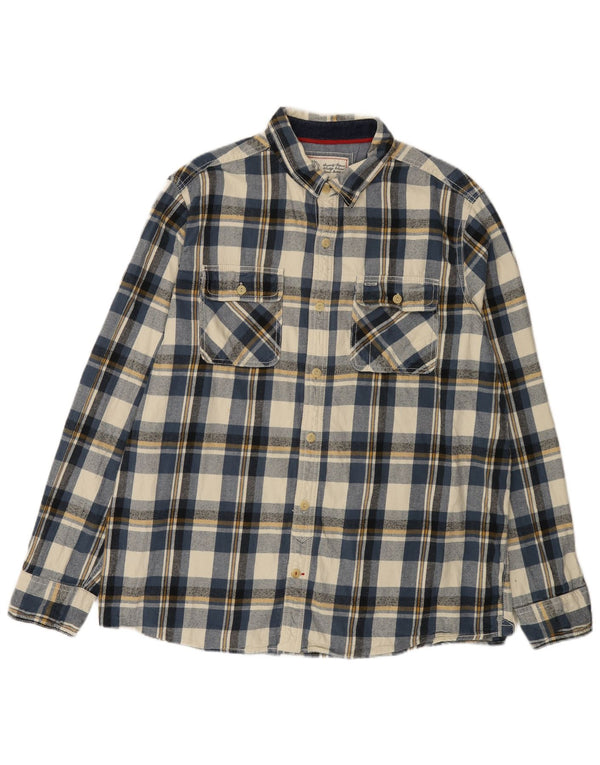 Ανδρικό φανελένιο πουκάμισο Fat Face 2XL Blue Check Cotton