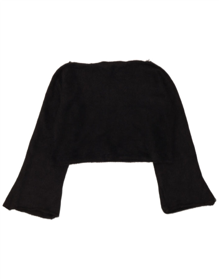 Zara Γυναικείο Crop Top Μακρυμάνικο UK 14 Medium Μαύρο