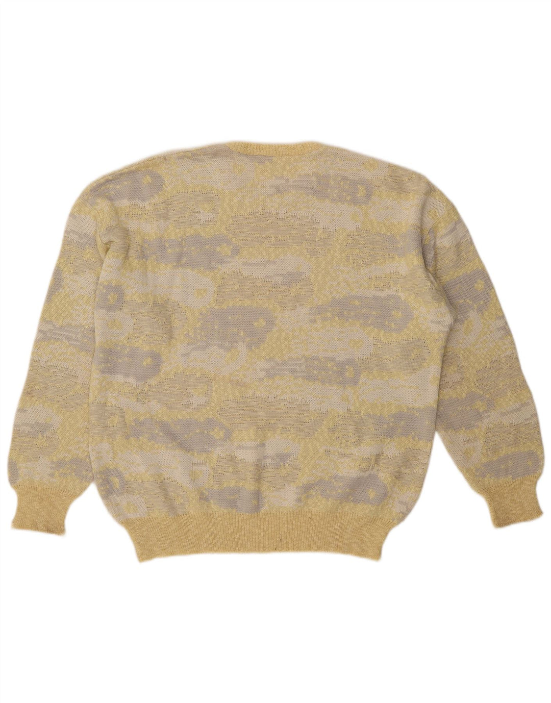 Vintage ανδρικό Abstract Pattern πουλόβερ με λαιμόκοψη IT 54 XL κίτρινο