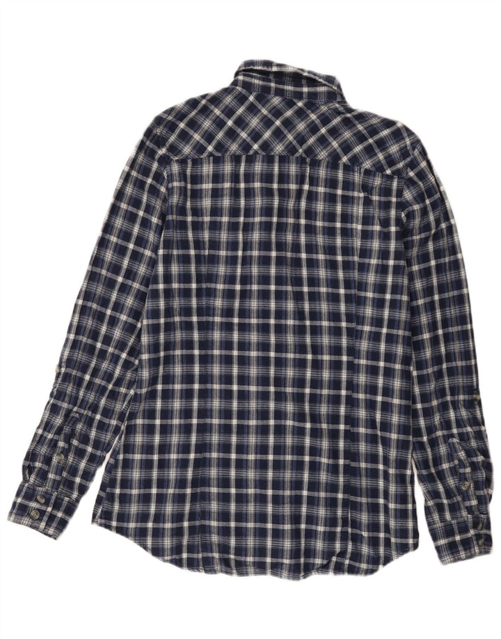 Eddie Bauer Γυναικείο Φανελένιο Πουκάμισο UK 14 Medium Navy Blue Check Cotton