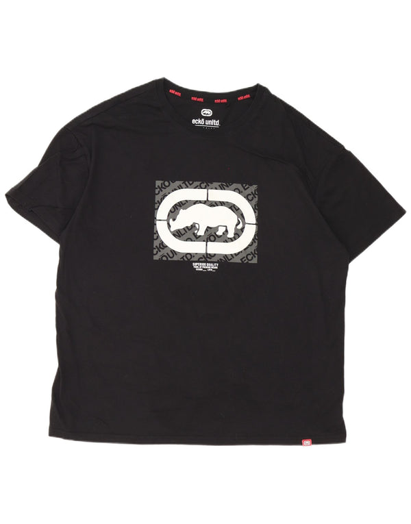 Ανδρικό γραφικό μπλουζάκι Ecko Unltd Top μεγάλο μαύρο βαμβακερό