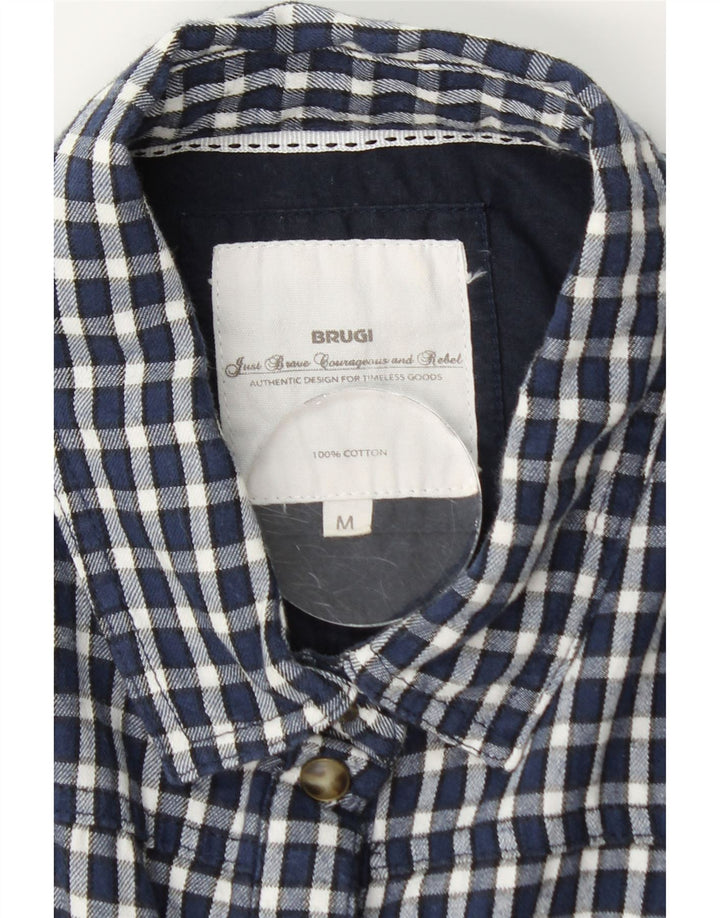 BRUGI Γυναικείο πουκάμισο UK 12 Medium Navy Blue Gingham Cotton