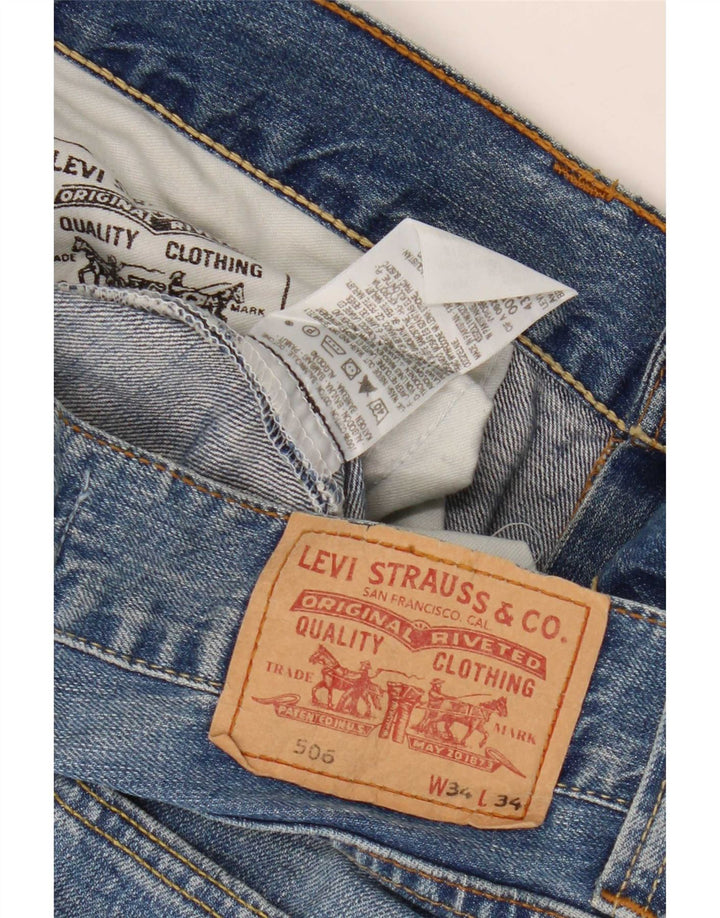 Levi's Mens 506 Straight Jeans W34 L29 Blue Cotton