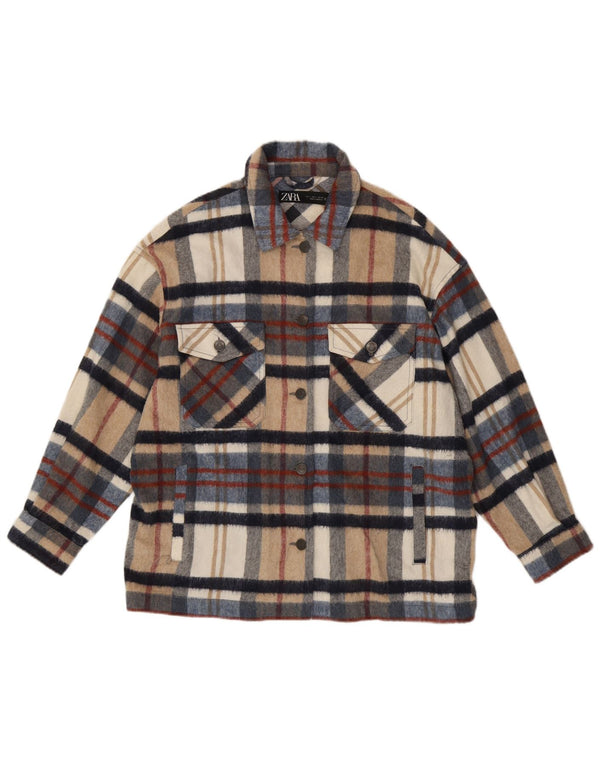 ZARA Womens Overshirt Flannel Shirt UK 16 Large Multicoloured Plaid