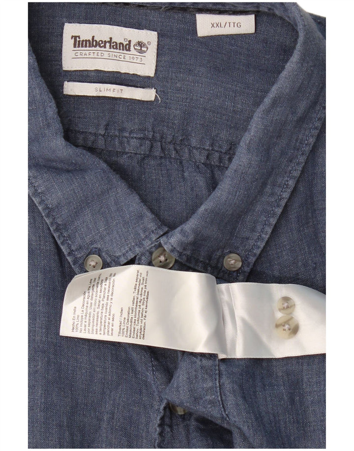 TIMBERLAND Ανδρικό πουκάμισο Slim Fit 2XL λινό Navy Blue