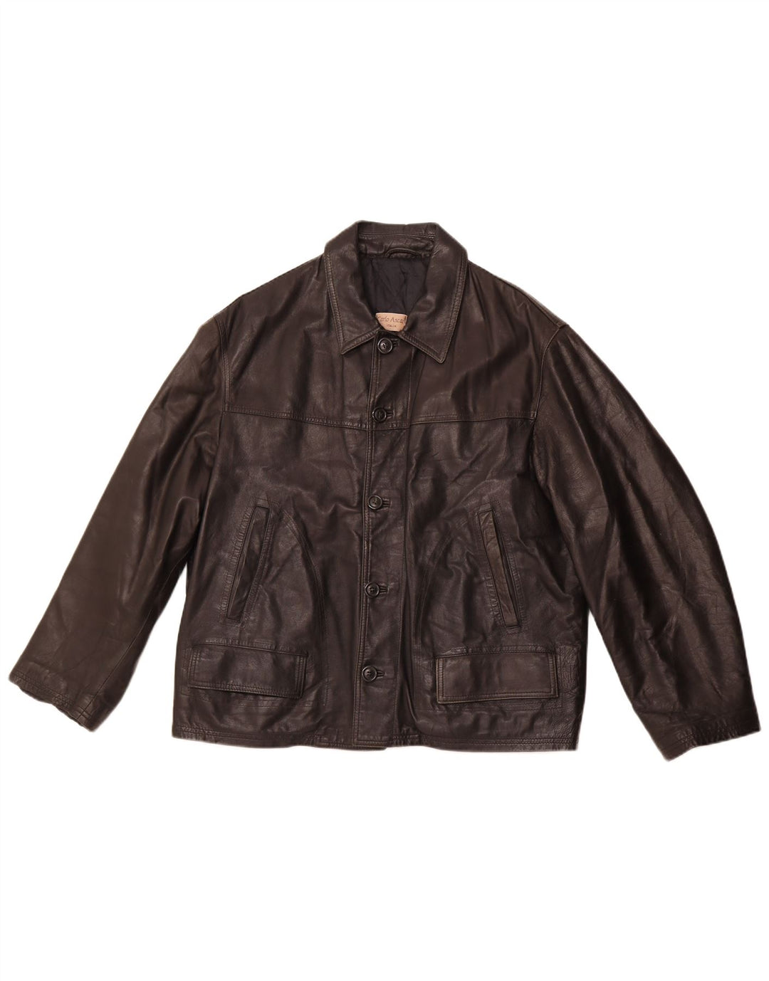 VINTAGE Ανδρικό Δερμάτινο Μπουφάν UK 40 Large Μαύρο Δερμάτινο