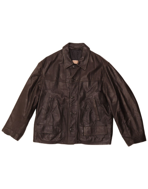 VINTAGE Ανδρικό Δερμάτινο Μπουφάν UK 40 Large Μαύρο Δερμάτινο