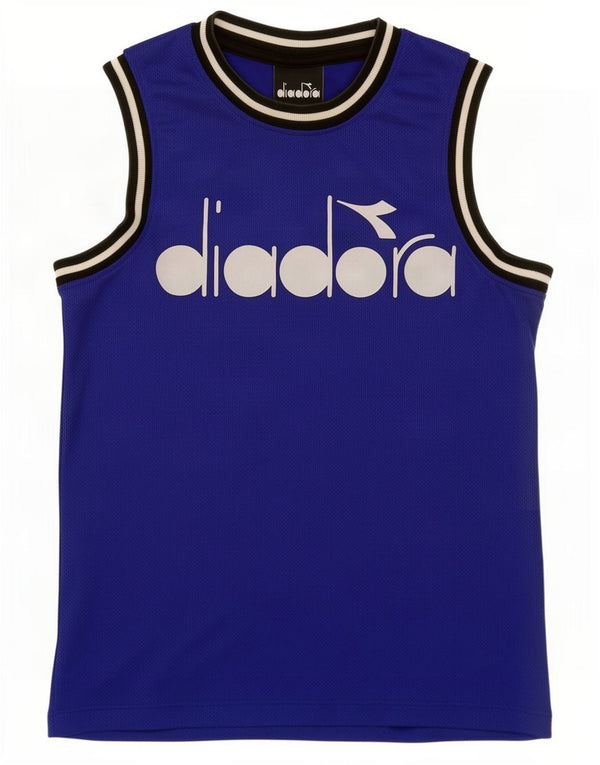Diadora Boys Graphic Vest Top 9-10 Years Blue Colourblock Polyester