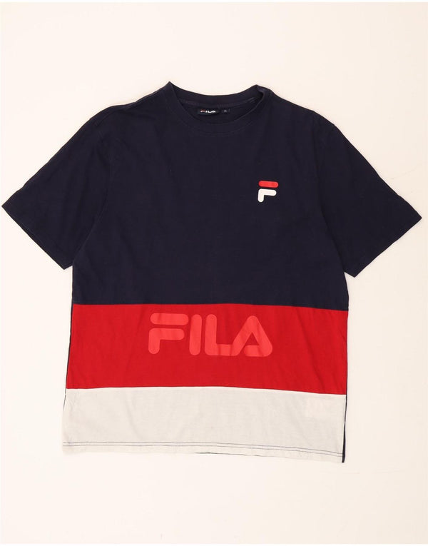 Ανδρικό γραφικό T-Shirt Fila Top XL Navy Blue Colorblock Βαμβακερό