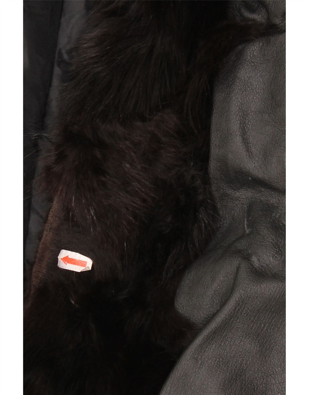 Vintage Γυναικείο Γούνινο Δερμάτινο Μπουφάν UK 14 Medium Μαύρο