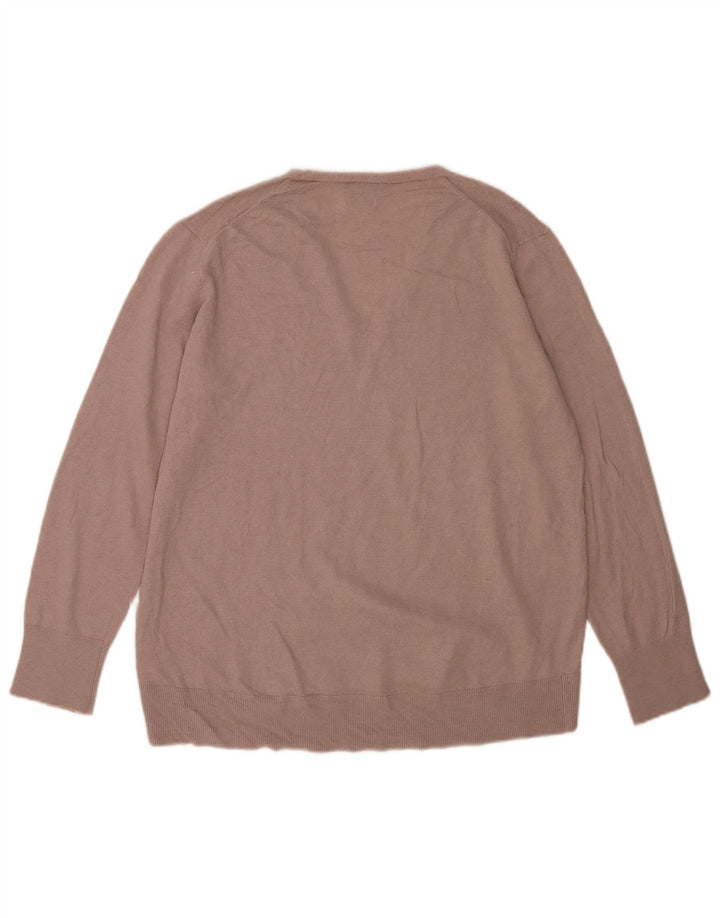 Ανδρικό πουλόβερ Massimo Dutti με V λαιμόκοψη, μεσαίο καφέ μαλλί