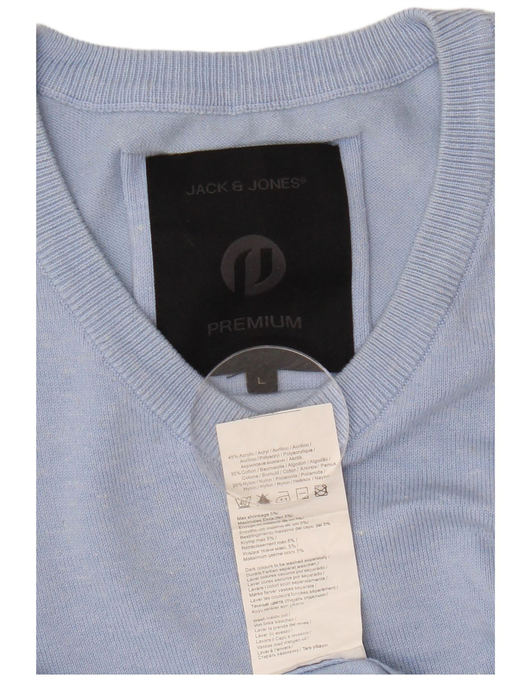 JACK & JONES Ανδρικό πουλόβερ με λαιμόκοψη με λαιμόκοψη μεγάλο μπλε ακρυλικό