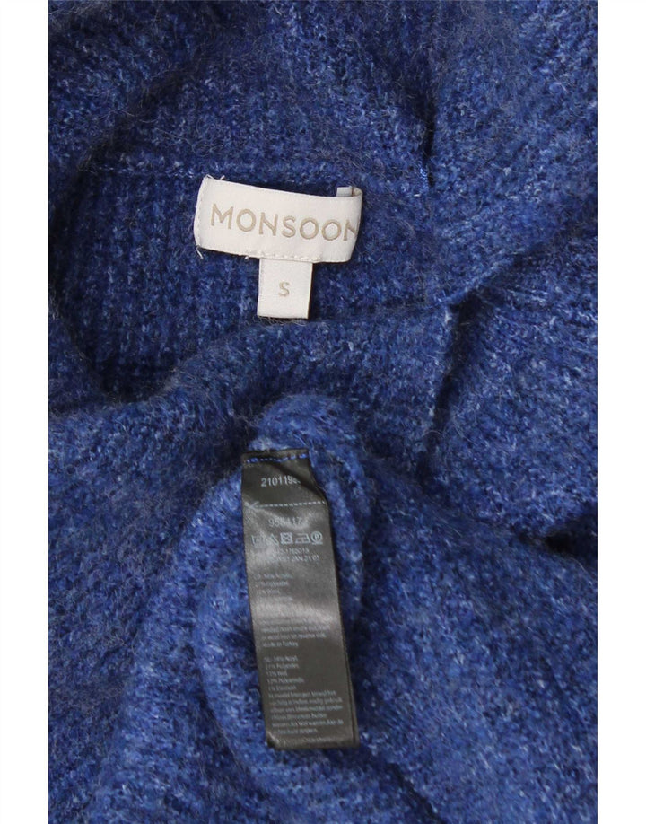 Γυναικείο πουλόβερ Monsoon με ρολό λαιμόκοψη UK 10 Small Blue Acrylic