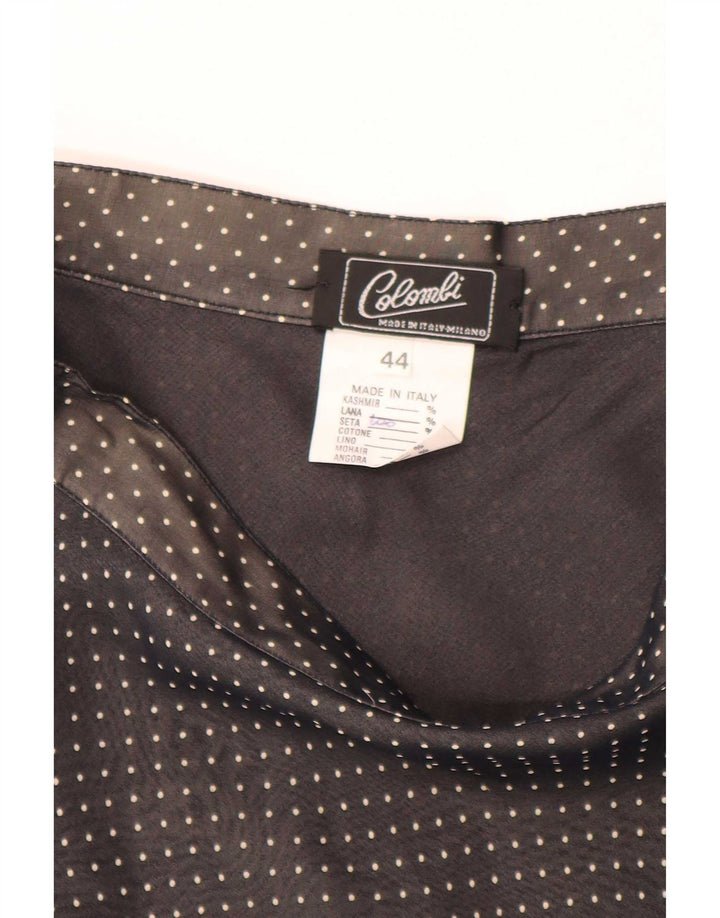 Vintage γυναικεία φούστα A-Line IT 44 Medium W28 Μαύρο με στίγματα μετάξι