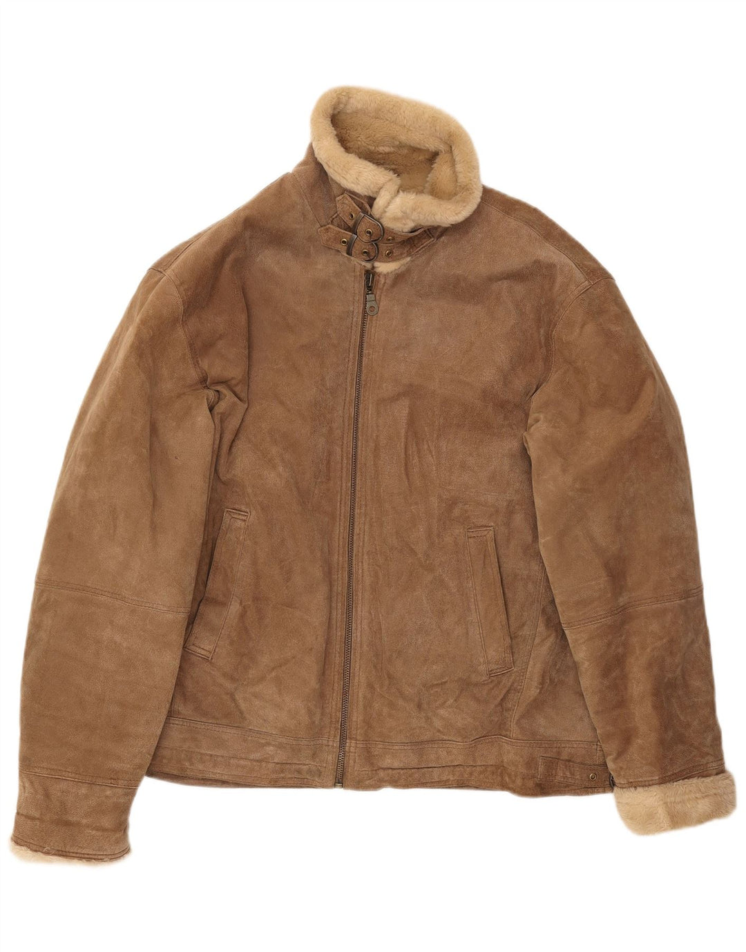Ανδρικό Shearling Jacket MONTGOMERY UK 44 2XL Καφέ Δερμάτινο