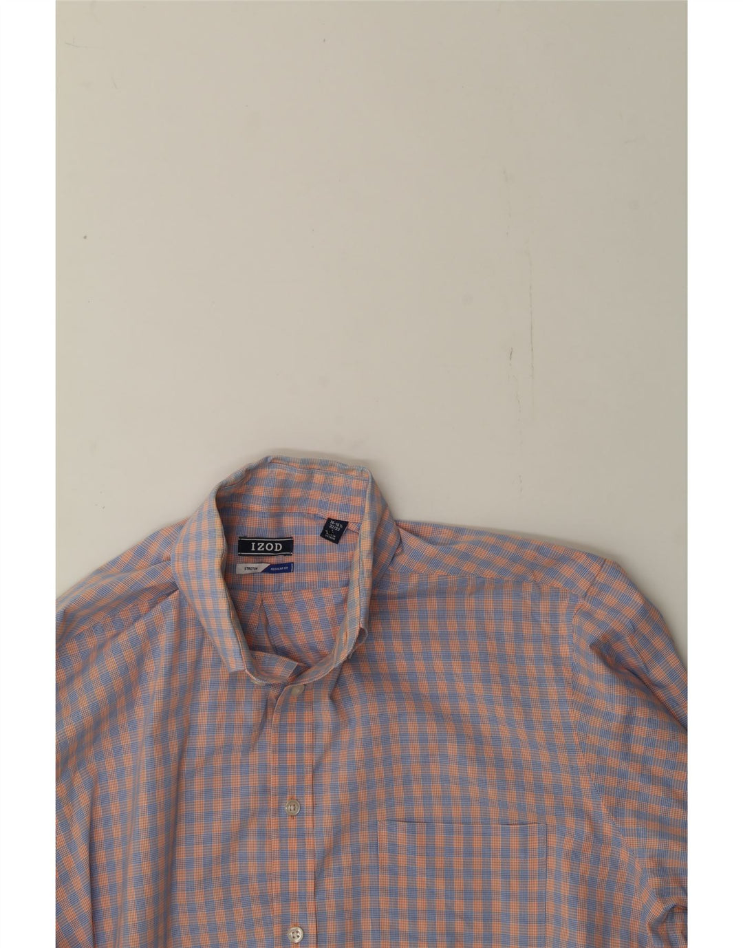 IZOD Mens Regular Fit Shirt Size 16 1/2 Large Orange Check Cotton Vintage Izod and Second-Hand Izod from Messina Hembry 