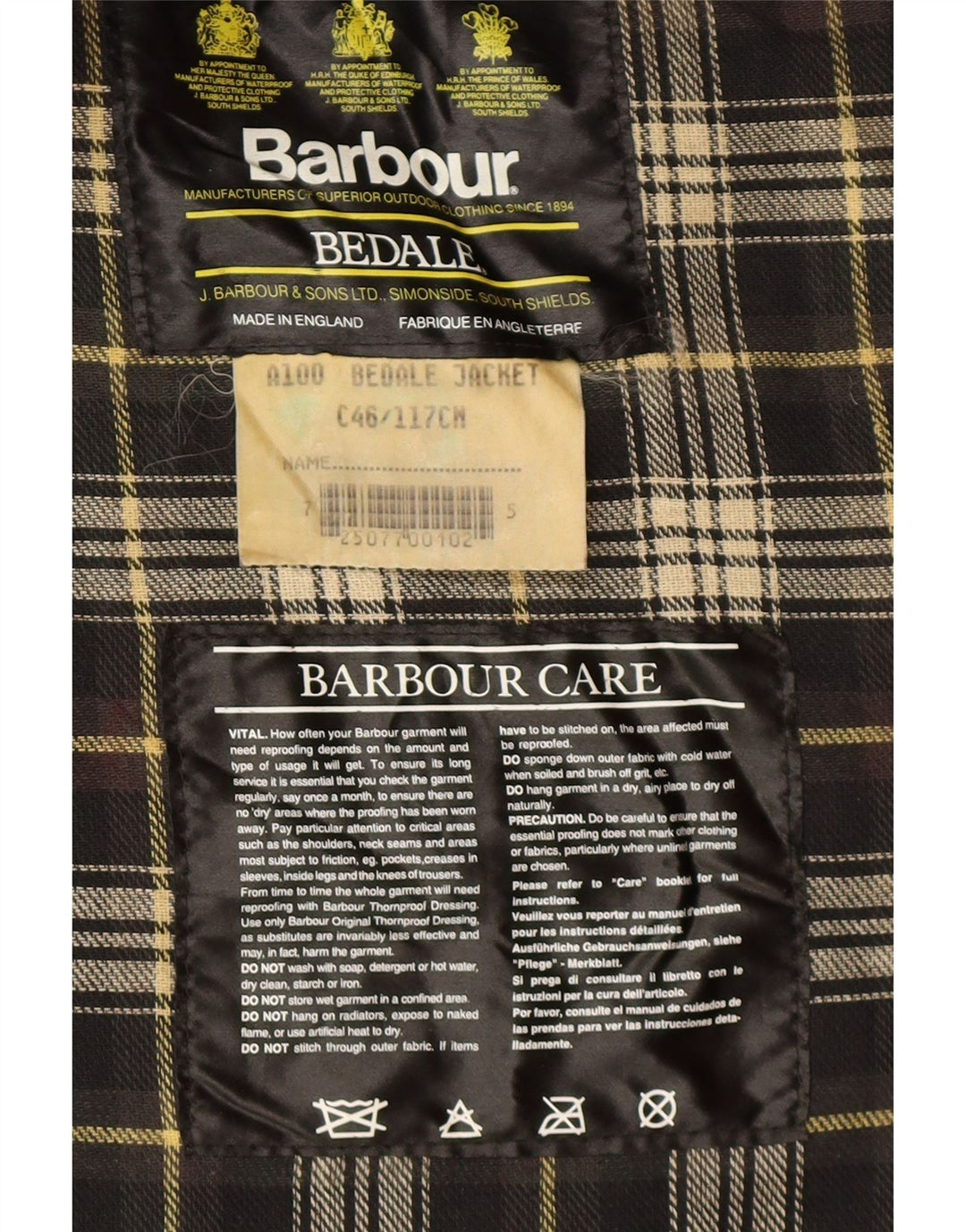 Ανδρικό κερωμένο βαμβακερό μπουφάν Barbour UK 46 3XL Χακί βαμβακερό