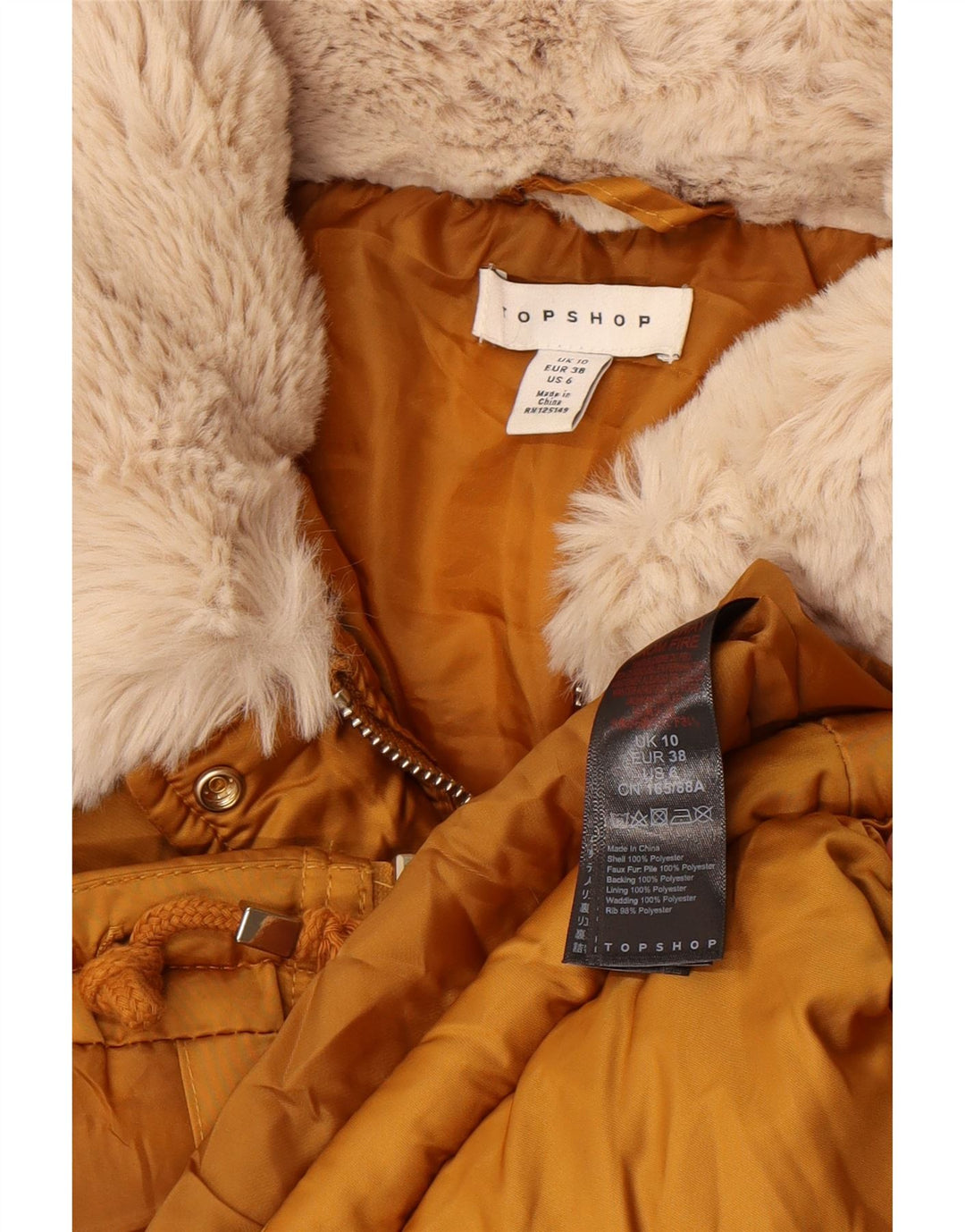 Topshop Γυναικείο Crop Oversized μπουφάν με επένδυση UK 10 Small Yellow Polyester