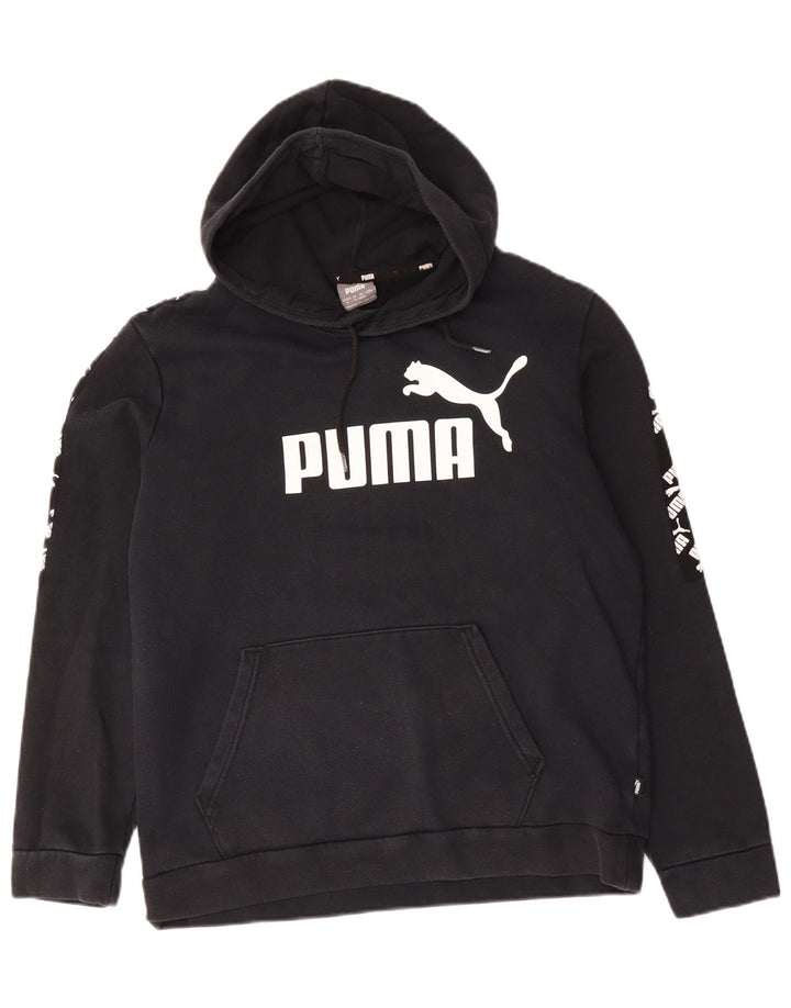 Ανδρικό γραφικό κουκούλα Puma, μεσαίο μαύρο βαμβακερό