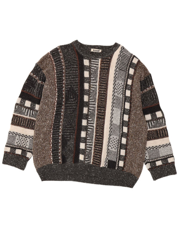 VINTAGE Ανδρικό πουλόβερ με λαιμόκοψη UK 44 XL πολύχρωμο ριγέ