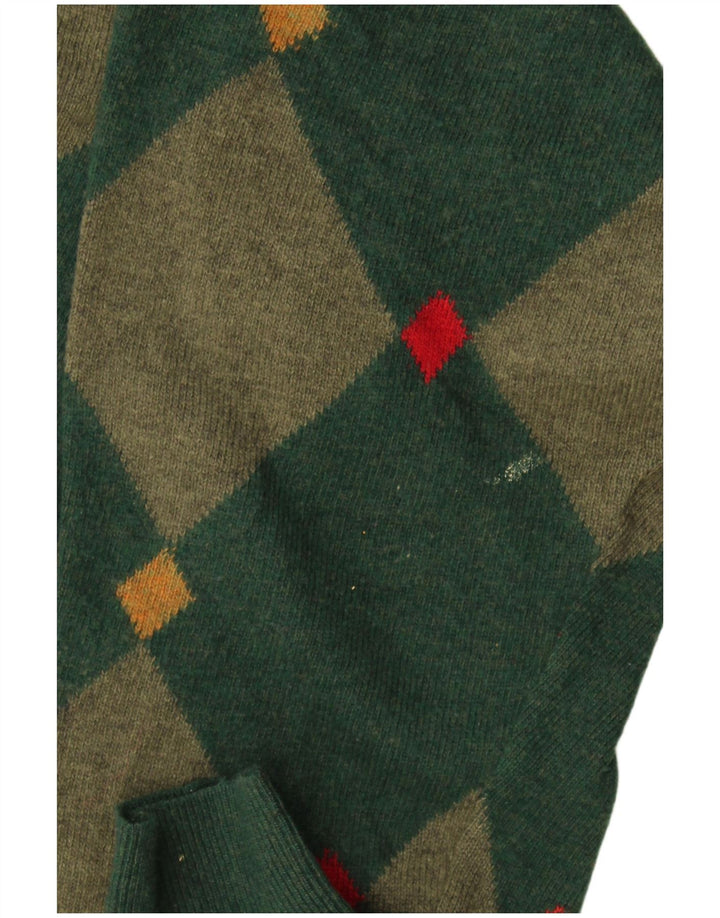 Andrea Fenzi Ανδρικό πουλόβερ με λαιμόκοψη IT 50 Medium Green Argyle/Diamond