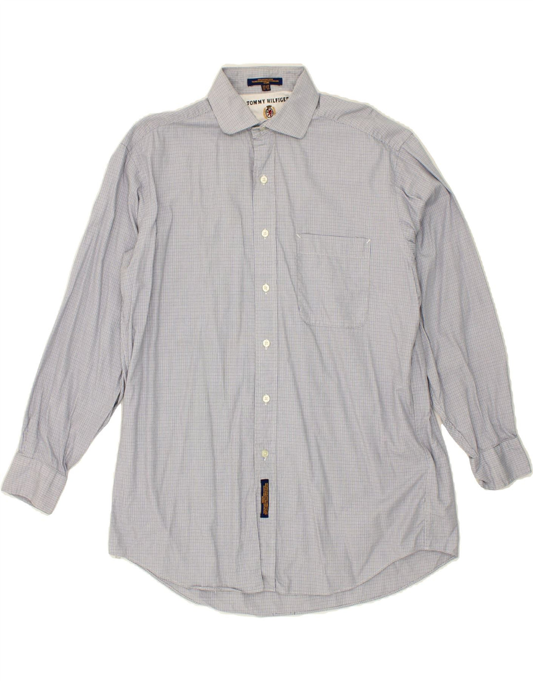 TOMMY HILFIGER Mens Shirt Size 15 1/2  Medium Blue Check Cotton Vintage Tommy Hilfiger and Second-Hand Tommy Hilfiger from Messina Hembry 