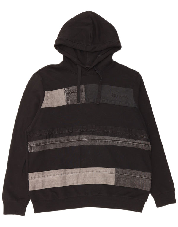 Desigual Ανδρικό Hoodie Jumper 2XL Black Colourblock Βαμβακερό