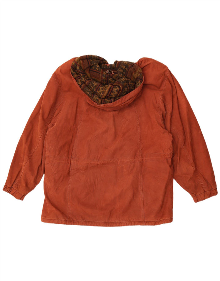 Alta Moda Γυναικείο Δερμάτινο Παλτό με Κουκούλα IT 46 Large Maroon