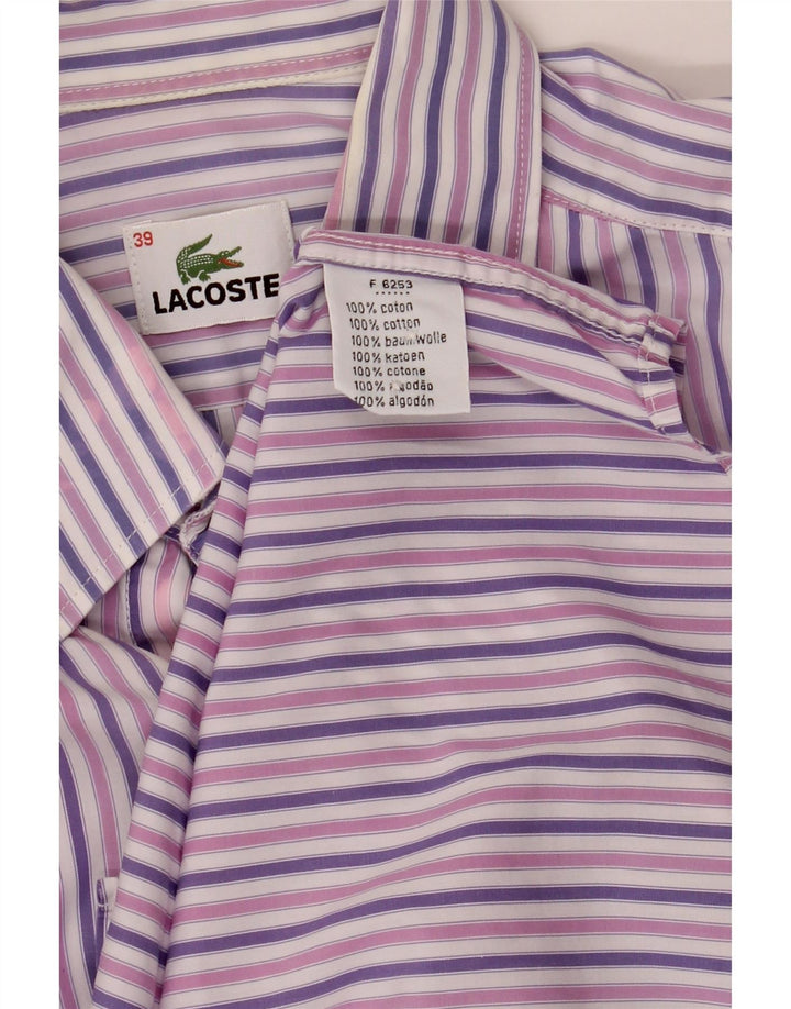 Ανδρικό πουκάμισο LACOSTE 39 Βαμβακερό μεσαίο μωβ ριγέ