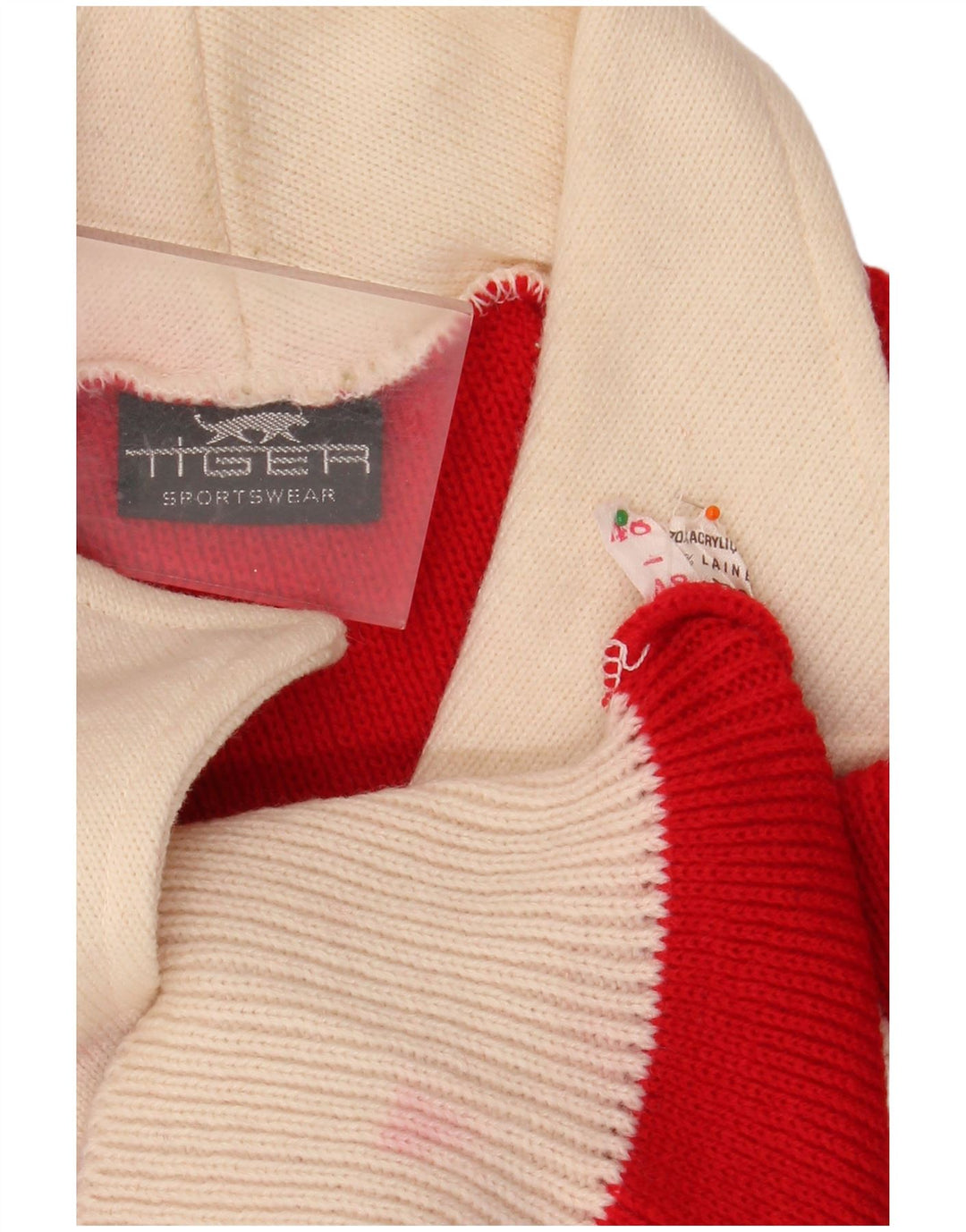 Γυναικείο πουλόβερ με λαιμό πόλο VINTAGE IT 48 XL Κόκκινο ακρυλικό