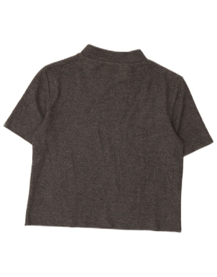 Zara Γυναικείο T-Shirt Crop Top UK 10 Small Grey Polyester