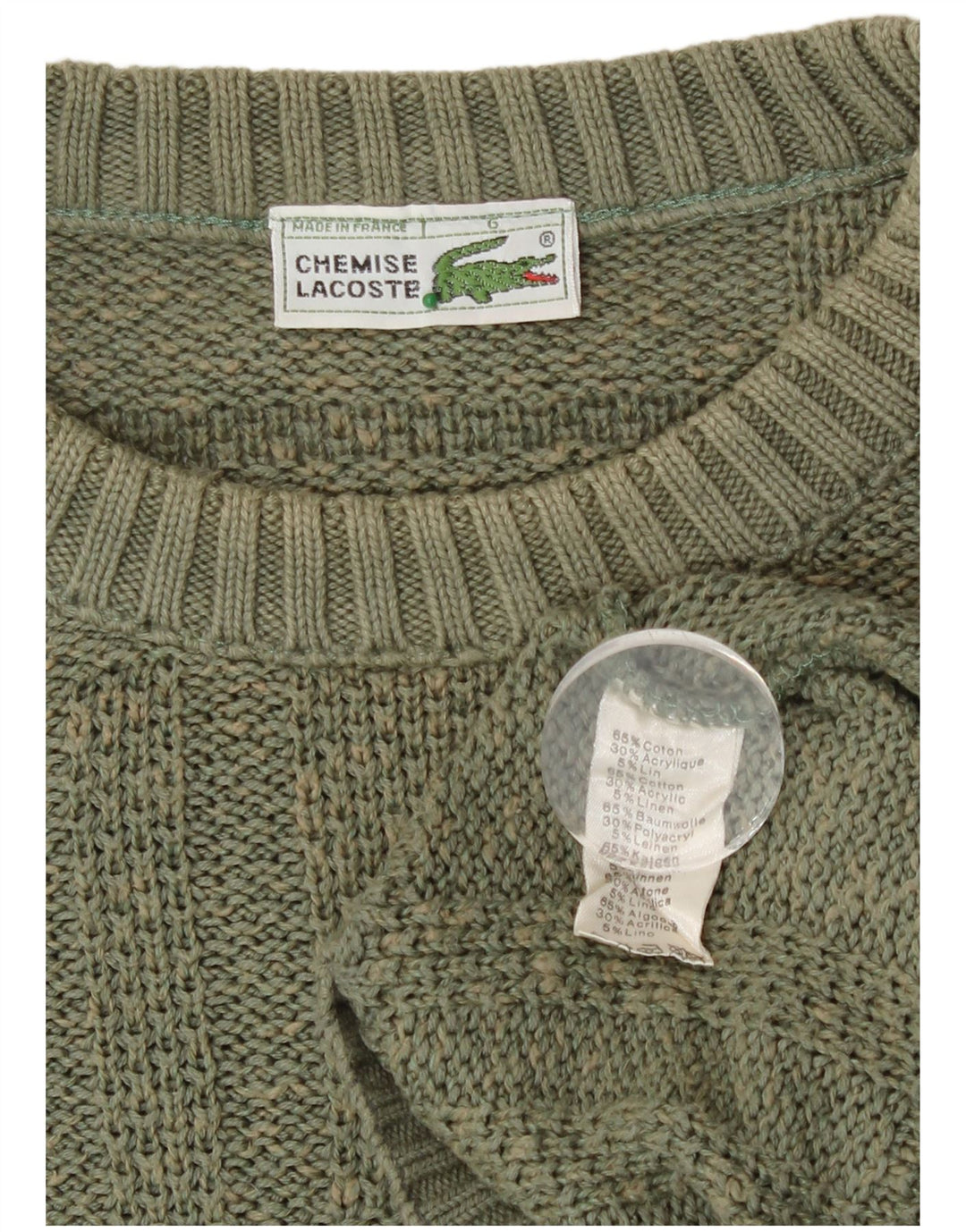 Ανδρικό πουλόβερ Lacoste Crew Neck Jumper Μέγεθος 6 XL Χακί βαμβακερό