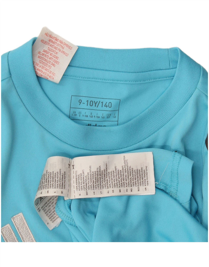 Adidas Boys Aeroready T-Shirt Top 9-10 Years Blue Polyester