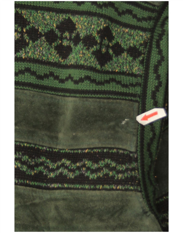 Breco's Mens Suede Bomber Jacket IT 50 Large Green Leather