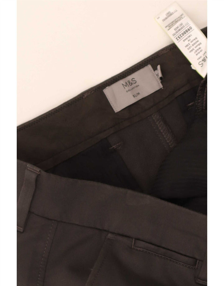 Marks & Spencer Γυναικείο Slim παντελόνι Chino W34 L33 Γκρι βαμβακερό