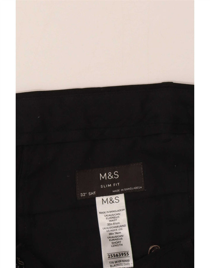 Marks & Spencer Ανδρικό παντελόνι Chino Slim Fit W32 L29 Μαύρο Πολυεστέρας