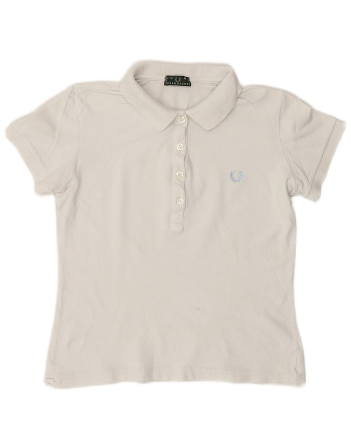 Fred Perry Γυναικείο πουκάμισο Crop Polo UK 12 μεσαίο λευκό βαμβακερό