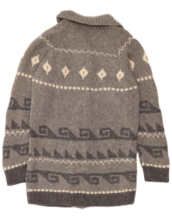 Evidence Γυναικείο πουλόβερ Longline Cardigan UK 10 Small Grey Fair Isle Wool