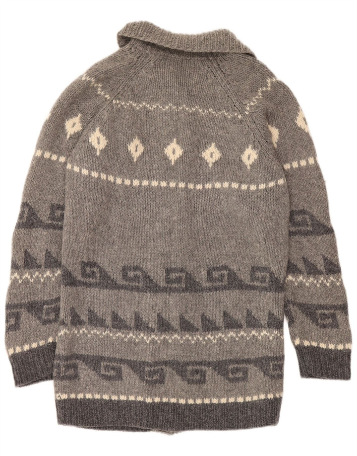 Evidence Γυναικείο πουλόβερ Longline Cardigan UK 10 Small Grey Fair Isle Wool