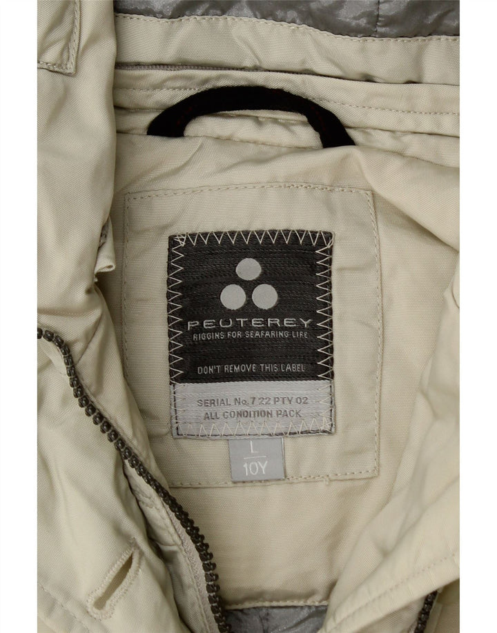 PEUTEREY Girls Hooded Utility Jacket 9-10 Years Larg Off White Polyamide