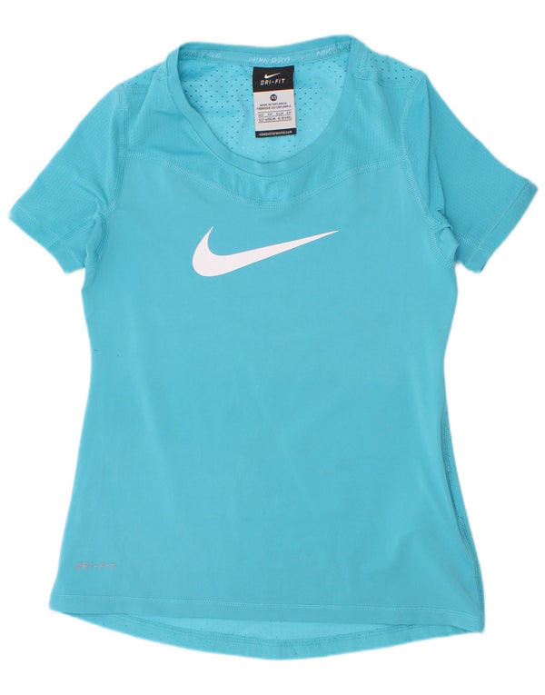 Nike Girls Graphic T-Shirt Top 6-7 Years XS Blue Polyester
