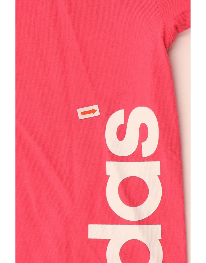 ADIDAS Girls Climalite Graphic T-Shirt Top 13-14 Years Pink Cotton