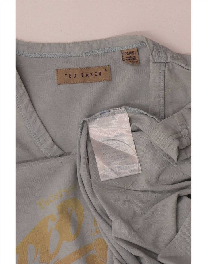 Ανδρικό T-Shirt γραφικό Ted Baker Top Size 4 Μεγάλο Μπλε Βαμβακερό