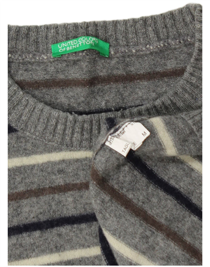 Ανδρικό πουλόβερ Benetton Crew Neck Jumper με μεσαίο γκρι ριγέ