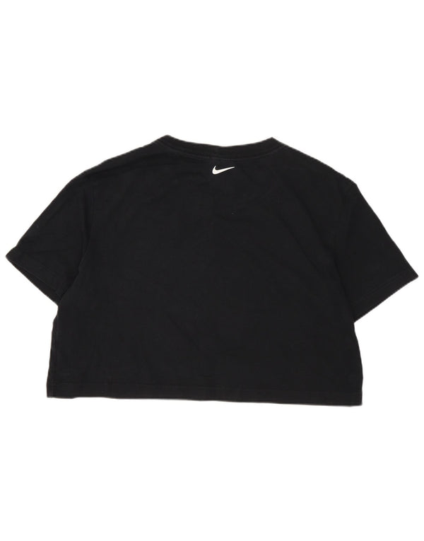 Γυναικείο μπλουζάκι Nike Crop γραφικό τοπ UK 6 XS μαύρο βαμβακερό