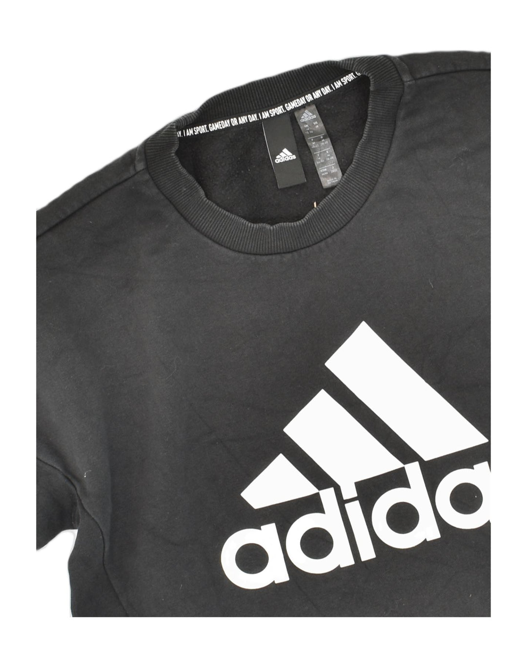 ADIDAS Womens Graphic Sweatshirt Jumper UK 12/14 Medium Black Cotton | Vintage Adidas | Thrift | Second-Hand Adidas | Used Clothing | Messina Hembry 