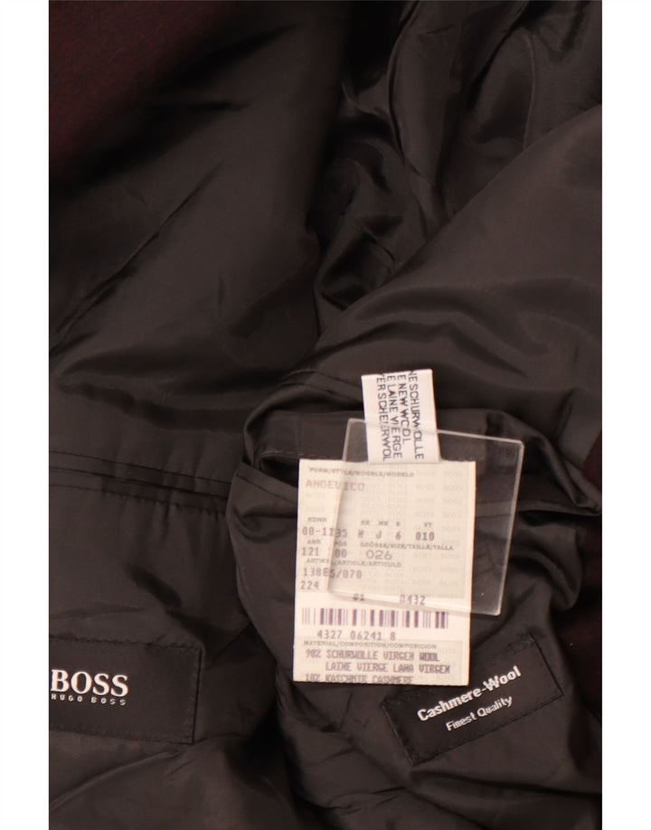 HUGO BOSS Ανδρικό σακάκι με 3 κουμπιά σακάκι UK 40 μεγάλο μπορντό παρθένο μαλλί