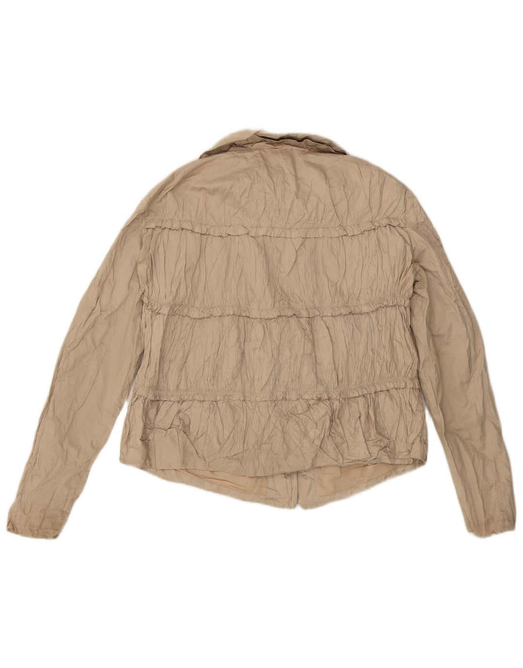 Zara Γυναικείο Crop Bomber Jacket UK 14 Large Beige Cotton