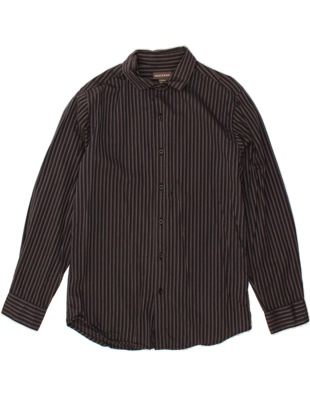 DOCKERS Boys Shirt 14-15 Years Large Black Striped Cotton Vintage Dockers and Second-Hand Dockers from Messina Hembry 